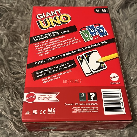 Mattel Games ​Giant UNO Card Game for Kids, Adults, Oversized Cards NEW - Picture 5 of 7